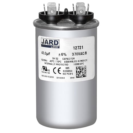 Motor Run Capacitor Round 40 uf MFD 370 Volt VAC 12721