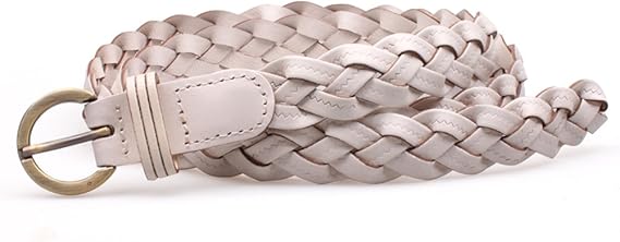 Women's Fashion Thin Braided Leather Belt for Dress with Buckle 20mm