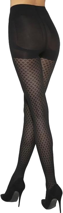 Gatta Womens Black Diamond Pattern Shaping Control Top Tights Modeline 02