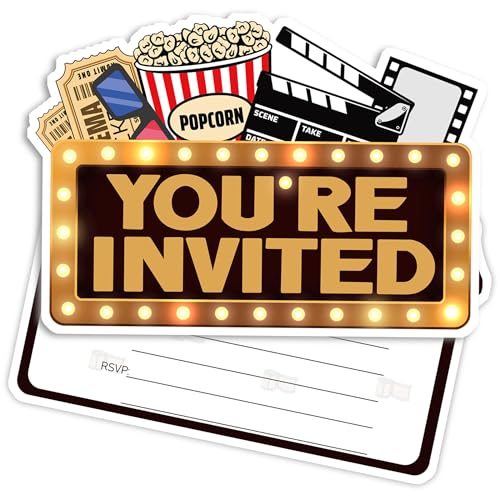 Movie Theme Party Invitation Cards, Movie Night Party Invitation Cards, 30 Cards with 30 Envelopes