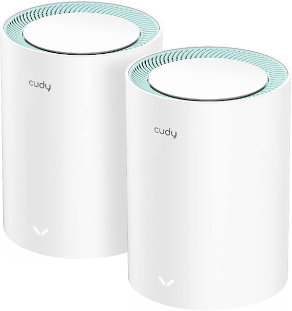 Cudy M1300 2-Pack AC1200 Gigabit Whole Mesh WiFi System, Dual Band, WiFi Extender, High Gain Antennas, VPN, Cloudflare, Connect Up to 100 Devices