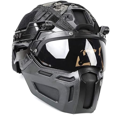 Tactical Fast Helmet Set Adjustable Airsoft Helmet with Mask Helmets Cover and Goggles Lightweight Outdoor Tactical Gear for Paintball CS Hunting Airsoft Training