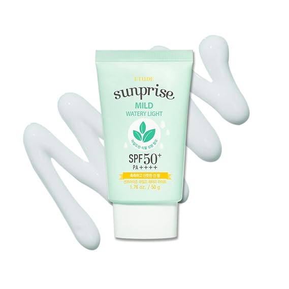 ETUDE Sunprise Mild Weightless Watery Light Texture SPF50+/PA+++ 1.7 fl. Oz (50ml) (21AD) | Light Moisturizing Sunblock for Sensitive Skin | Korean Skin Care