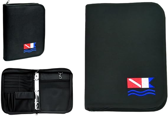 Innovative Scuba Concepts 3-Ring Dive Log Book w/Insert Accessories, Black - Dive Flag