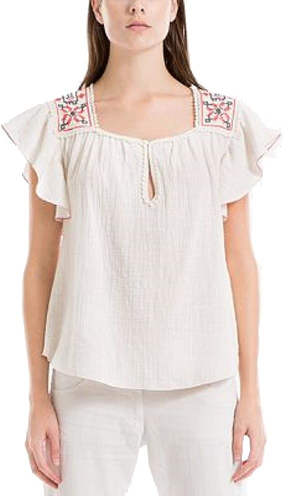 Embroidered Flutter Sleeve Top