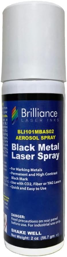 2 Oz Aerosol Black Laser Marking Spray for High Contrast Metal Marks | Permanent and Durable Metals Ink for Fiber, YAG, Diode, and CO2 Laser Engraver