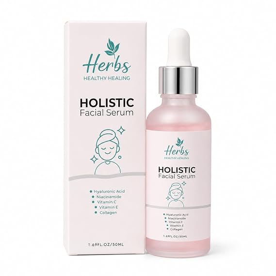 Herbs Healthy Healing Holistic Face Serum with Hyaluronic Acid, Niacinamide, Vitamin C & E, Collagen - Lightweight Hydrating Facial Serum, 1.69 fl oz / 50 ml