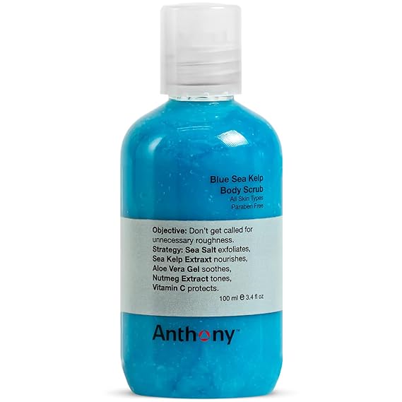 Anthony Exfoliating Body Scrub Sea Salt, Vitamin C, And Aloe Vera Deep Cleans, Smooths Rough Patches & Soothes and Protects Skin Blue Sea Kelp Body Wash 3.4 Fl Oz