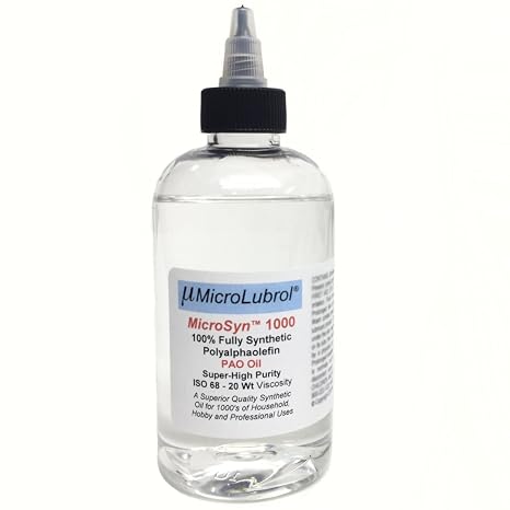 MicroSyn 1000 Ultra Pure 100% Fully Synthetic Polyalphaolefin PAO Lubricant Oil, 8 oz. (237 mL)