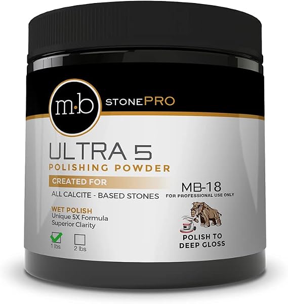 MB Stone MB-18 Ultra 5 PROFESSIONAL Polishing Powder for Marble, Travertine, Onyx, Limestone & all Calcite Stones, 1 lb
