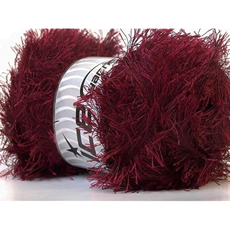 Large 100 Gram Skein Burgundy Eyelash Yarn Ice Burgundy Fun Fur 164 Yards