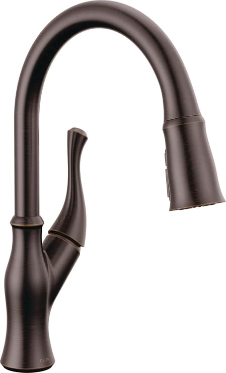 Delta Ophelia Oil Rubbed Bronze Kitchen Faucet with Pull Down Sprayer, Modern Single Hole Kitchen Sink Faucet, Single Handle, Venetian Bronze 19888Z-RB-DST