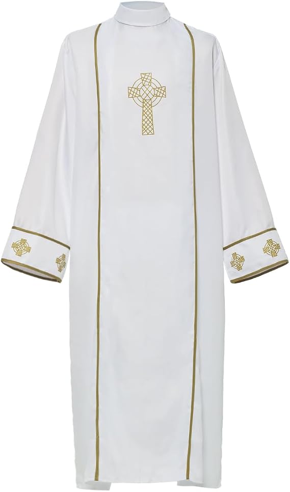 Clergy Catholic Robe Priest Church Clergy White Embroidery Vestment Cross Robe