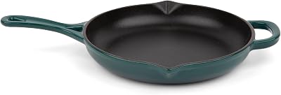 Larder & Vine Enameled Cast Iron Skillet | 10.25 inch Cast Iron Pan | Saute Pan with Pour Spouts | Enamel Coated Cast Iron Skillet | Compatible on All Cooktops & Oven Safe to 500 F | Bondi