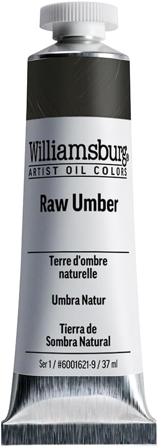 Williamsburg Artist Oil Colors, Raw Umber, 37 ml Tube | Artist grade oil paint delivering rich texture, high pigment load, and distinctive handmade character.