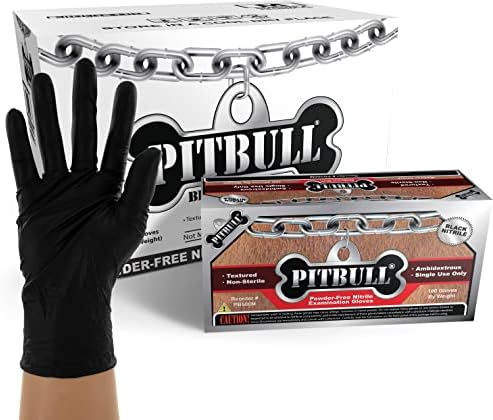 PITBULL Black Nitrile Exam Gloves, 6 Mil, Disposable, Case1000