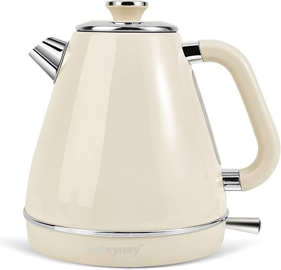 Electric Kettle, 1.7 Litre Retro Style, Kitchen Countertop Coffee Tea Hot Water Kettle, Double Wall 304 Stainless Steel BPA Free Boiler, Auto Shut-Off and Boil-Dry
