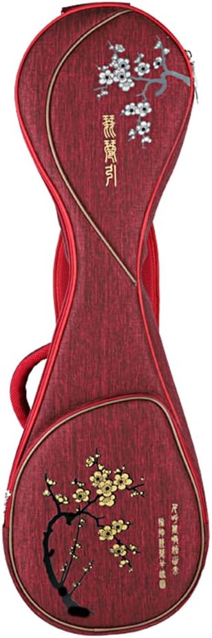 Chinese Lute Bag Pipa Bag Oxford Cloth Thickened Double Shoulder Pipa Backpack With Plum Blossom Pattern Pipa Case Pipa Instrument (RED)