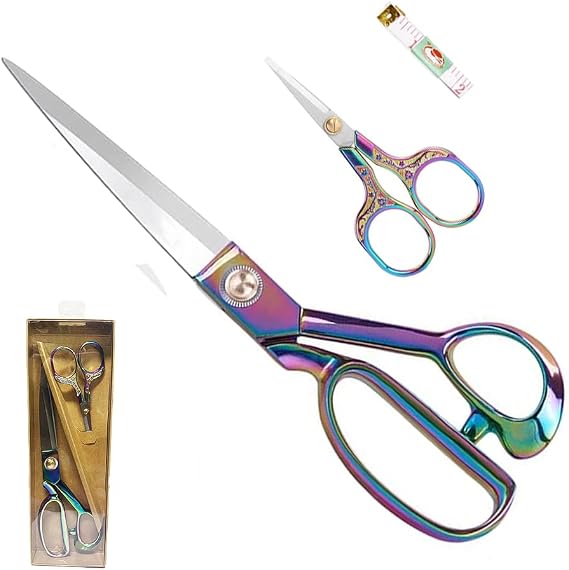 Heavy Duty Tailoring Scissors Set, Western Sewing Scissors, Cloth Scissors, Stainless Steel Sharp Shears & Soft Grip Handle Fabric, Clothing, Leather, Denim, Transformation, Sewing Colorful