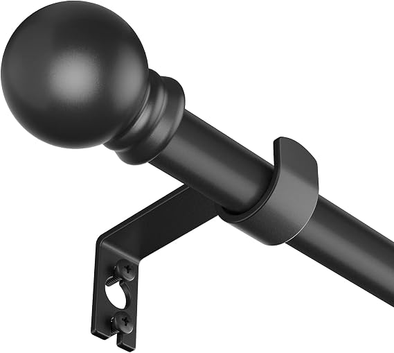 SMODBRODRE Black Curtain Rods for Window 28 to 48, 5/8 inch Small Decorative Curtain Rod Set with Brackets