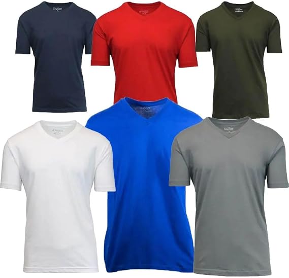 Galaxy by Harvic Men Solid Basic Plain Short Sleeve V-Neck Tees