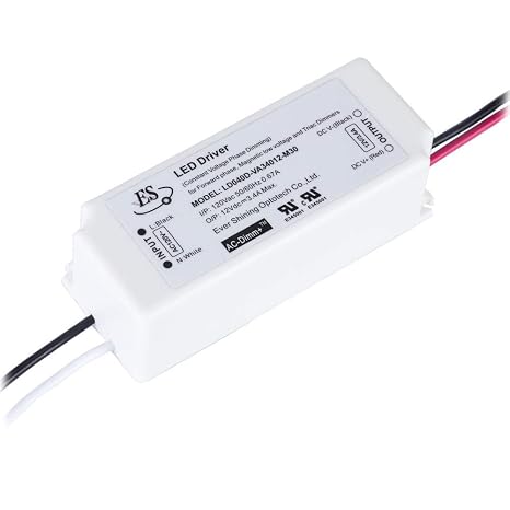 12V Dimmable LED Driver 40 Watt Triac Dimming 12 Volt Power Supply IP67 Waterproof Adapter 3.4A, Constant Voltage 40W Power Converter,120V to 12V Low Voltage Transformer