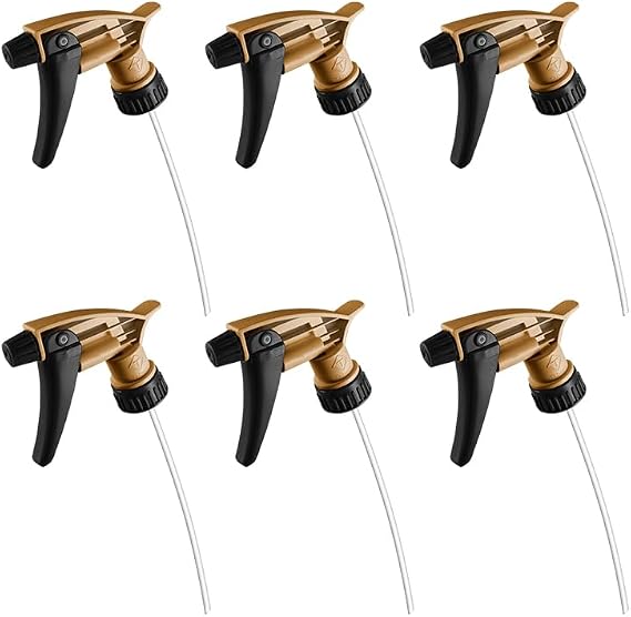 Nanoskin Acid Resistant Trigger Sprayer, for Cleaner Use, Gold, 6-Pack