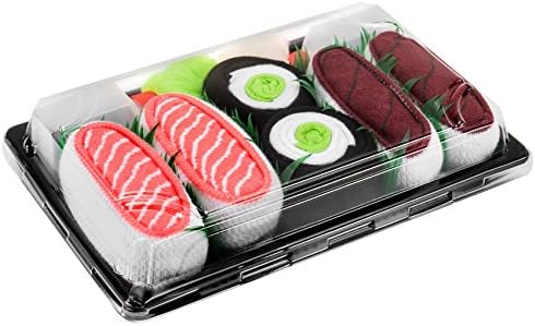 Rainbow Socks - Mens Womens - Sushi Socks Box Tuna Salmon Cucumber Maki - 3 Pairs