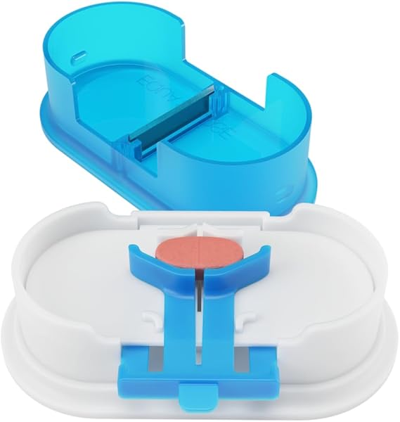 EQUADOSE Pill Cutter, Double Stainless Steel Blade & Centering Device, Blue