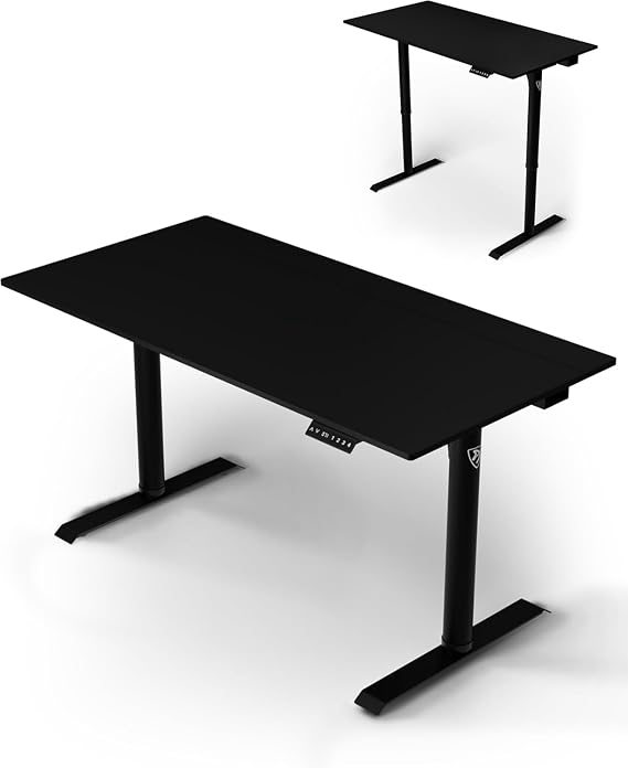 Arozzi Arena Nordico Electric Standing Desk Black | Sit-Stand, PC Gaming Desk, Cable Storage, Split Tabletop, Dual-Monitor Support