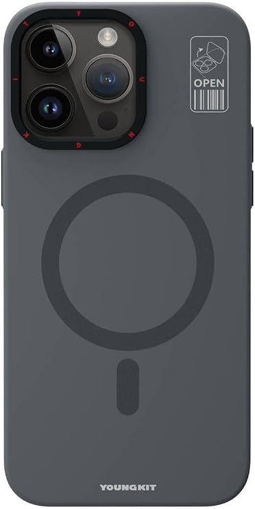 Youngkit iPhone 15 Pro Uyumlu Kılıf Magsafe ile Uyumlu Standlı YoungKit Hermit Bracket Serisi Kapak Gri