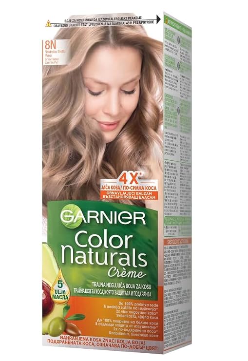 Garnier Color Naturals Nourishing Permanent Hair Color Cream - 8N Natural light blond, 3.4 Fl. Oz.