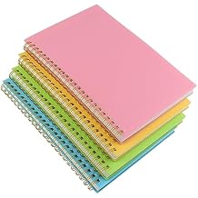 Spiral Notebook Journal,5.5" x 8.5" Plastic Hardcover College Ruled Notebook with 4 Colors,80 Sheets / 160 Pages Per Journal for Work,Study and Notes (light green,light blue,yellow,pink).