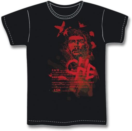 Che Guevara Tshirt Black with Red Classic Che Image and Speech
