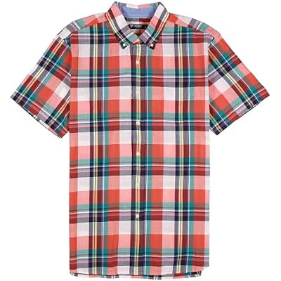 Cremieux Classics Mens Short Sleeve Button-Down Cotton Shirt with Pocket