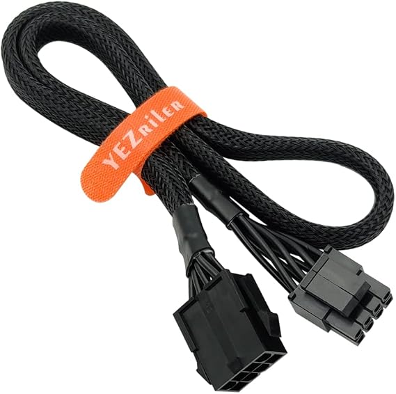 YEZriler 8-Pin CPU Extension Cable (2-Pack) - ATX Female to Male (4+4) Adapter Sleeved Cable for Motherboard, 20.8-inch (53cm)