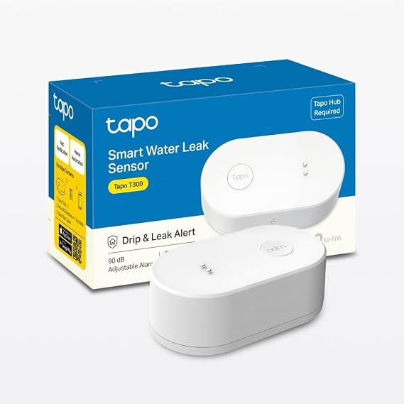 Tapo TP-Link T300, Akıllı Su Sızıntı Algılama Sensörü, IP67 Su Geçirmez, Anlık Uygulama Bildirimi, 90dB'ye Kadar Alarm, Damlama ve Sızıntı Uyarısı