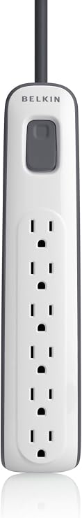 Belkin 6-Outlet Surge Protector Power Strip, 600J, 4ft Cord, Straight Plug