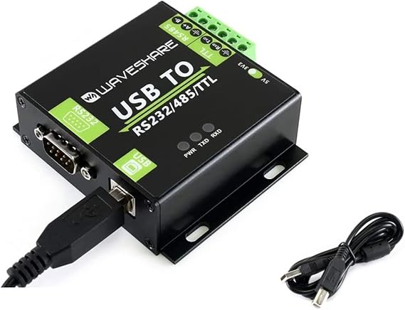 Waveshare USB TO RS232 / RS485 / TTL (UART) Industrial Isolated Converter with Original FT232RL Inside Aluminium Alloy Enclosure Power/ADI Magnetical Isolation,TVS Diode