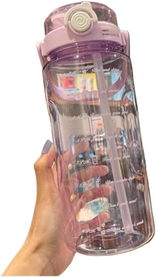 Water Bottle, Sports Bottle, Large Capacity Bottle, Lightweight, Transparent, Stylish, Graduated, Direct Drinking, Portable, Easy to Clean, Portable, Leak Proof, Girls, Boys, Adults, Bicycles, Travel