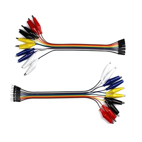 UCTRONICS Breadboard Alligator Clip Jumpers - Gator to Male and Female Jumper Wires Test Lead 2x10pcs 8 inch for Power Supply,LED Strips, Multimeters, Arduino Lilypad and Raspberry Pi