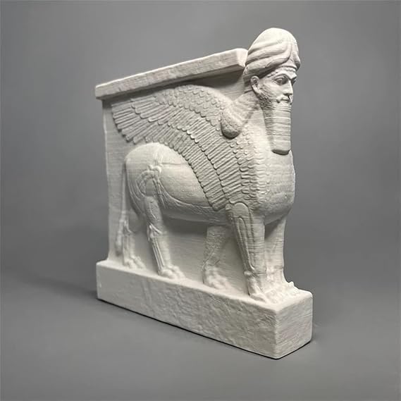 Assyrian Winged Bull Statue Bust Collection Figurine Gypsum Figure for Living Room Home Shelf Decor Modern Art Model