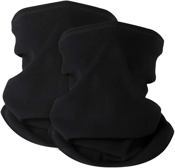 KGC 2 Pack Winter Neck Warmer Gaiter Fleece Windproof Face Mask Cover Cold Weather Scarf for Men & Women