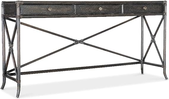 Hooker Furniture Retreat Pole Rattan Wood Console in Black
