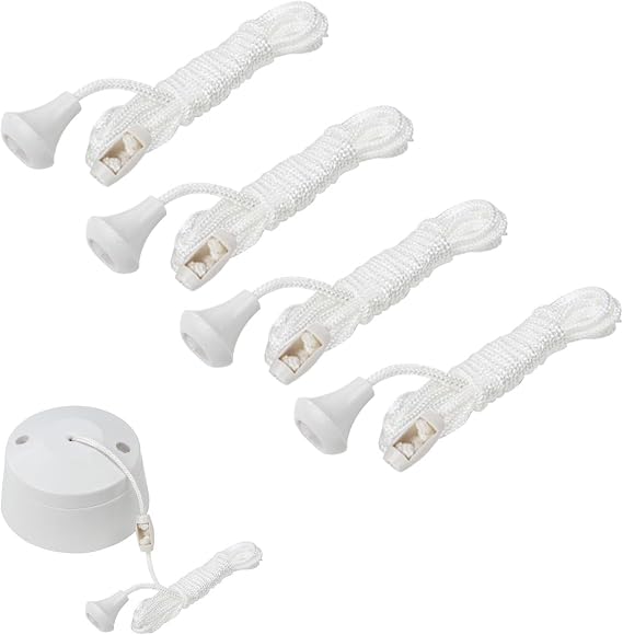 4pcs Pull Cord String with Connector, Spare Cord Pull for Ceiling Switch, Replacement Cords-Pull for Ceiling Switch, Nylon Pull-Cords Light Switch Bath Light Pull-Cord and String for Bathroom Bedroom