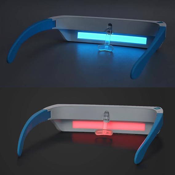 Red & Blue Light Therapy Glasses for Eye Comfort & Daily Wellness | 670nm Red Light, Circadian Rhythm Support, Rechargeable Design, Lightweight Wear, Portable Use