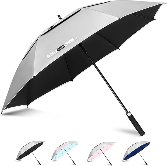 ZOMAKE Large Golf Umbrella UV Protection, 51/54/62/68 Inch UV Blocking Sun Umbrellas UPF 50+ for Rain Windproof Auto Open Vented Double Canopy