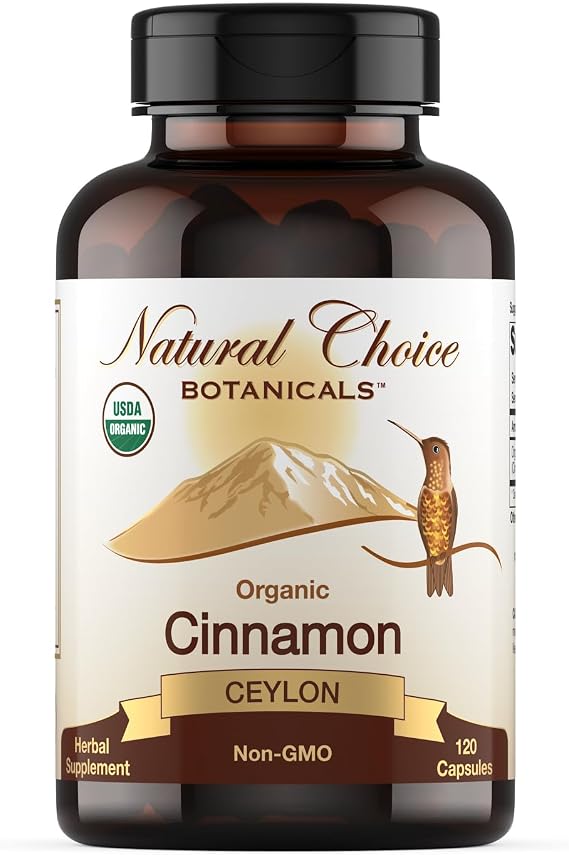 Organic Ceylon Cinnamon Supplement, 120 Capsules | USDA Certified, Made in the USA, Harvested in Sri Lanka, Non-GMO Verified Natural, Gluten Free, 2 Month Supply