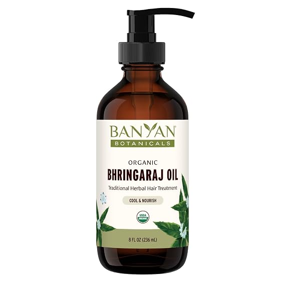 Banyan Botanicals Organic Bhringaraj Oil Supports Healthy Hair Growth Oil Made with Traditional Methods 8 oz. Non-GMO Sustainably Sourced Ayurvedic Hair Oil