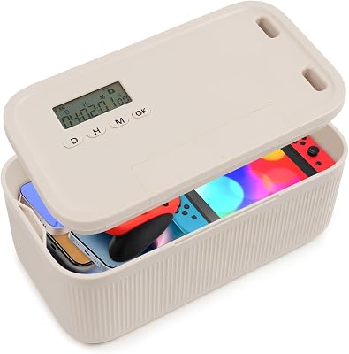 Timed Lock Box for Phone & Snacks | 2-in-1 Smart Lock with Digital Timer & Quick Access | BPA-Free Refrigerator Safe Container for Medicine,Electronics 5.5x5.5x6.3in
